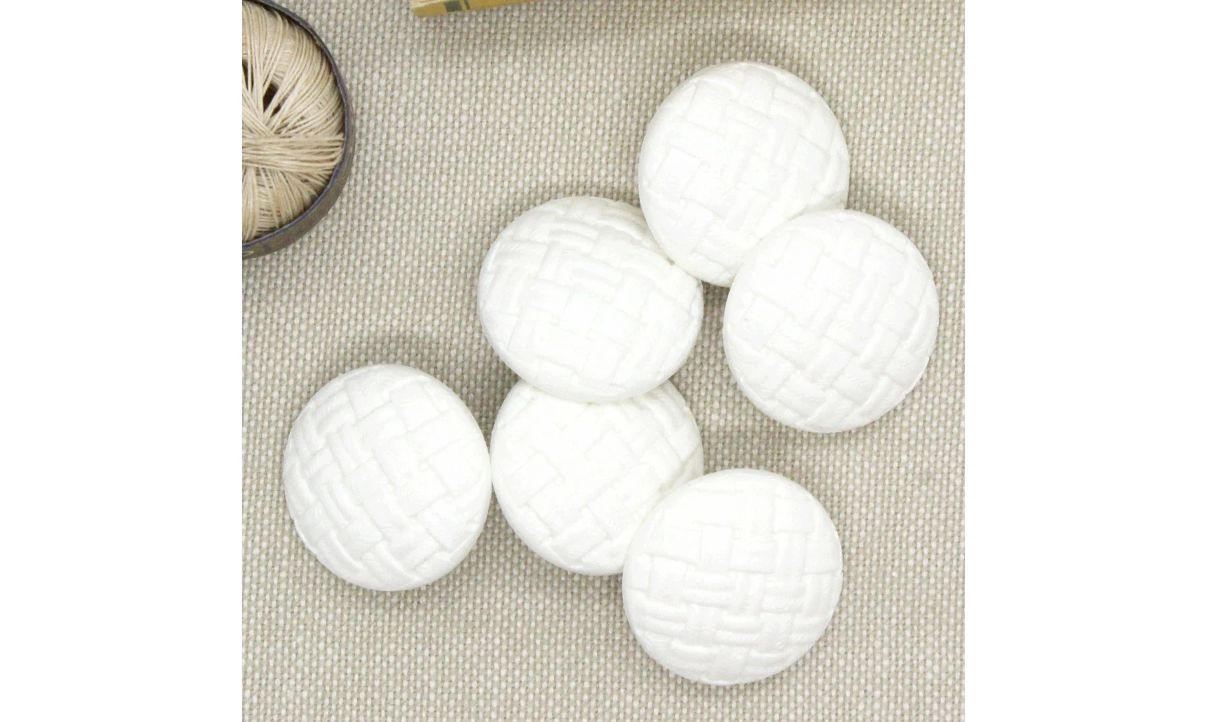 6 boutons / 23MM / Blanc "Cannage"