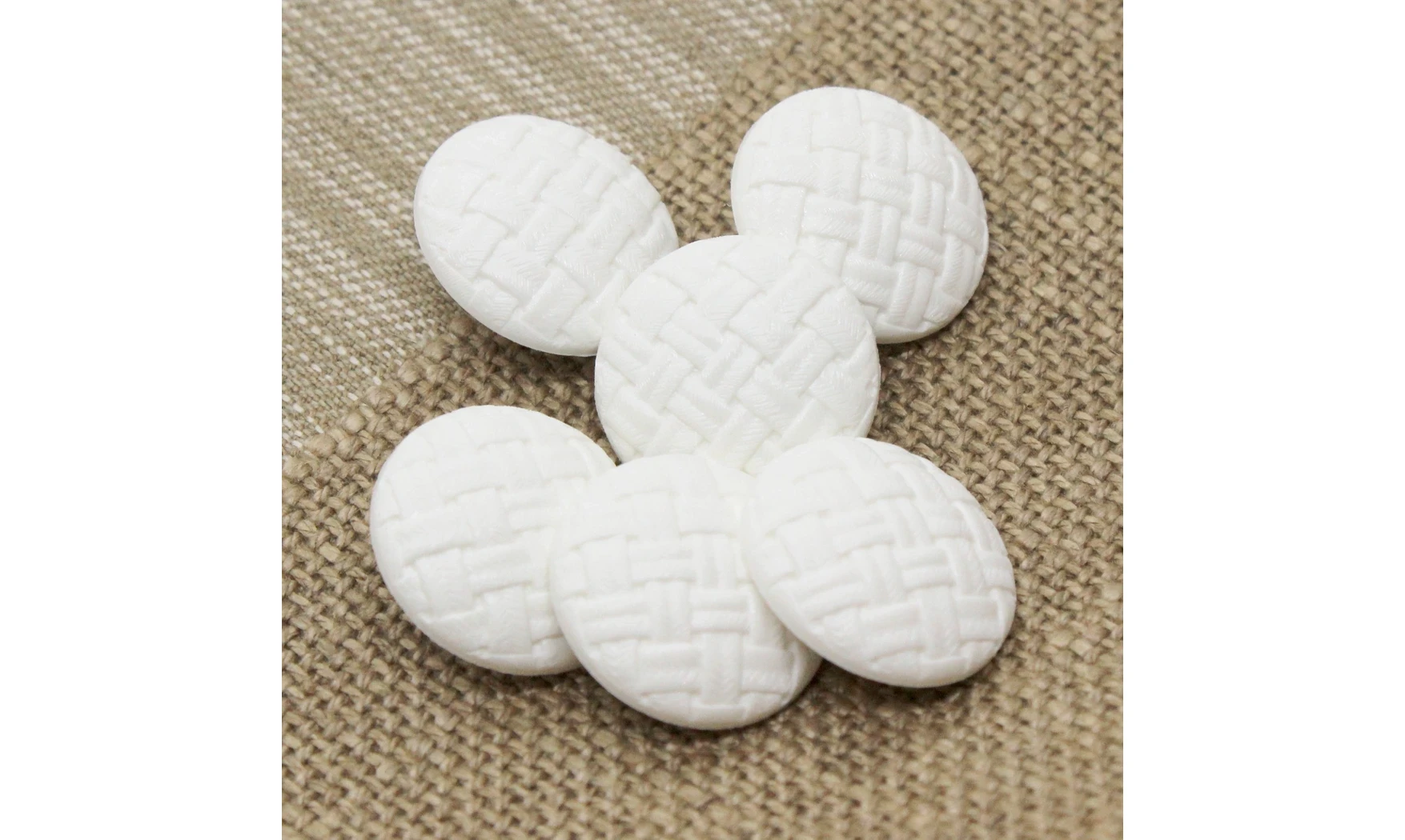 6 boutons / 23MM / Blanc "Cannage"