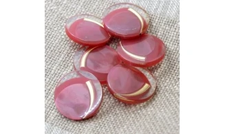6 Boutons / 27MM / Rouge et détail doré