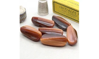 6 Boutons / 15x34MM / Brun orangé