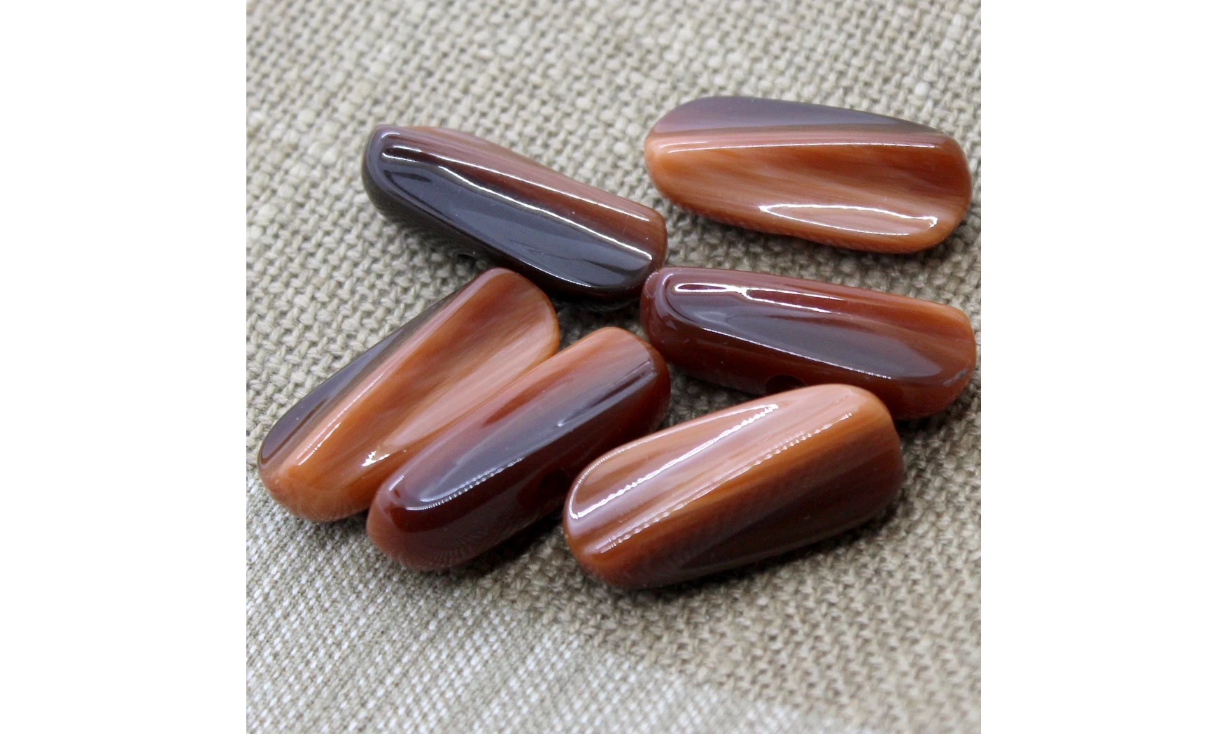 6 Boutons / 15x34MM / Brun orangé