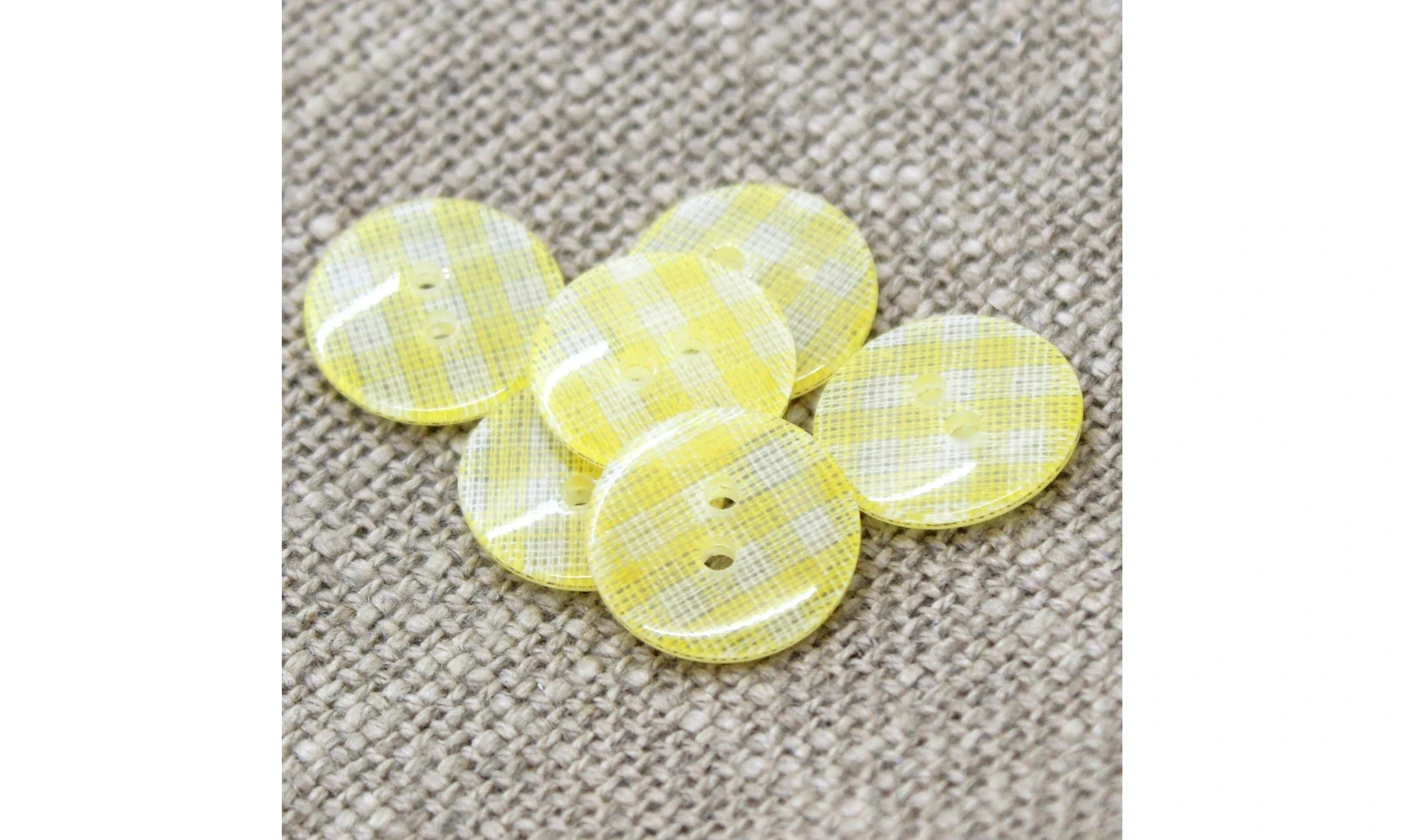 6 boutons / 18MM / Jaune Vichy
