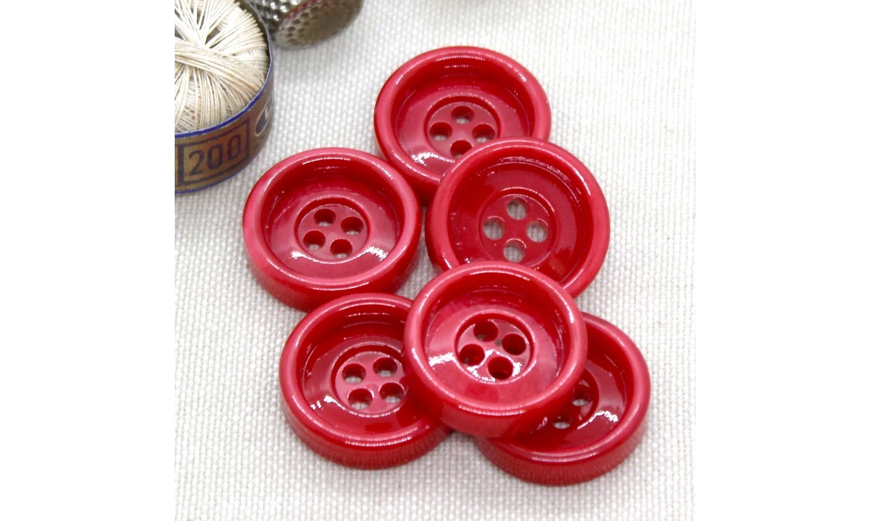 Bouton VINTAGE ROUGE / par 6 / 22MM
