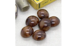 6 boutons / 18MM / Brun Demi sphère