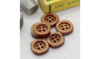 Bouton VINTAGE BRUN / par 6 / 16MM