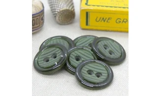 Bouton VINTAGE VERT / par 6 / 22MM
