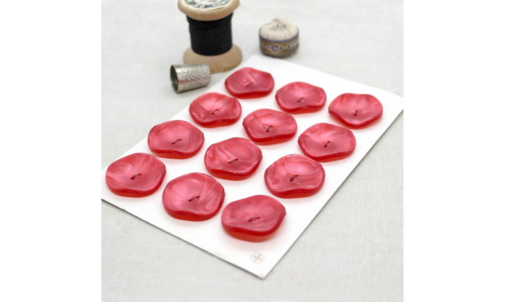 Carte à boutons - Coqueliquots rouges