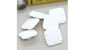 6 boutons / 19MM / Blanc carré "Tressé"