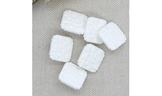 6 boutons / 14MM / Blanc carré "Tressé"