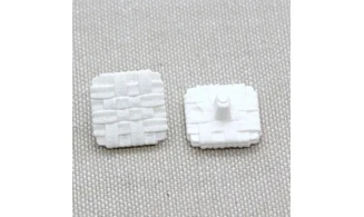 6 boutons / 14MM / Blanc carré "Tressé"