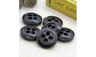 Bouton VINTAGE NOIR / par 6 / 17,5MM