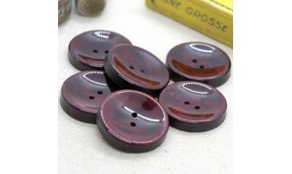 6 Boutons / 26MM / Rouge Bordeaux