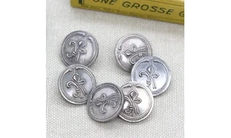 6 boutons / 15MM / Métal "Fleur de lys"