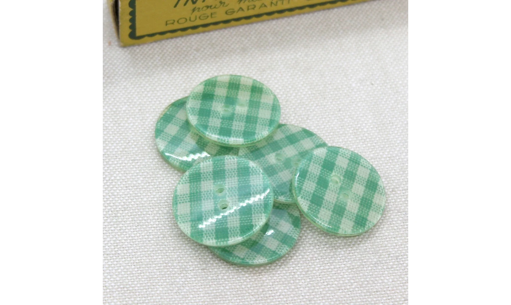 6 boutons / 22MM / Vert Vichy