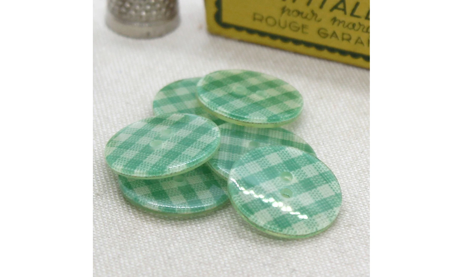 6 boutons / 22MM / Vert Vichy