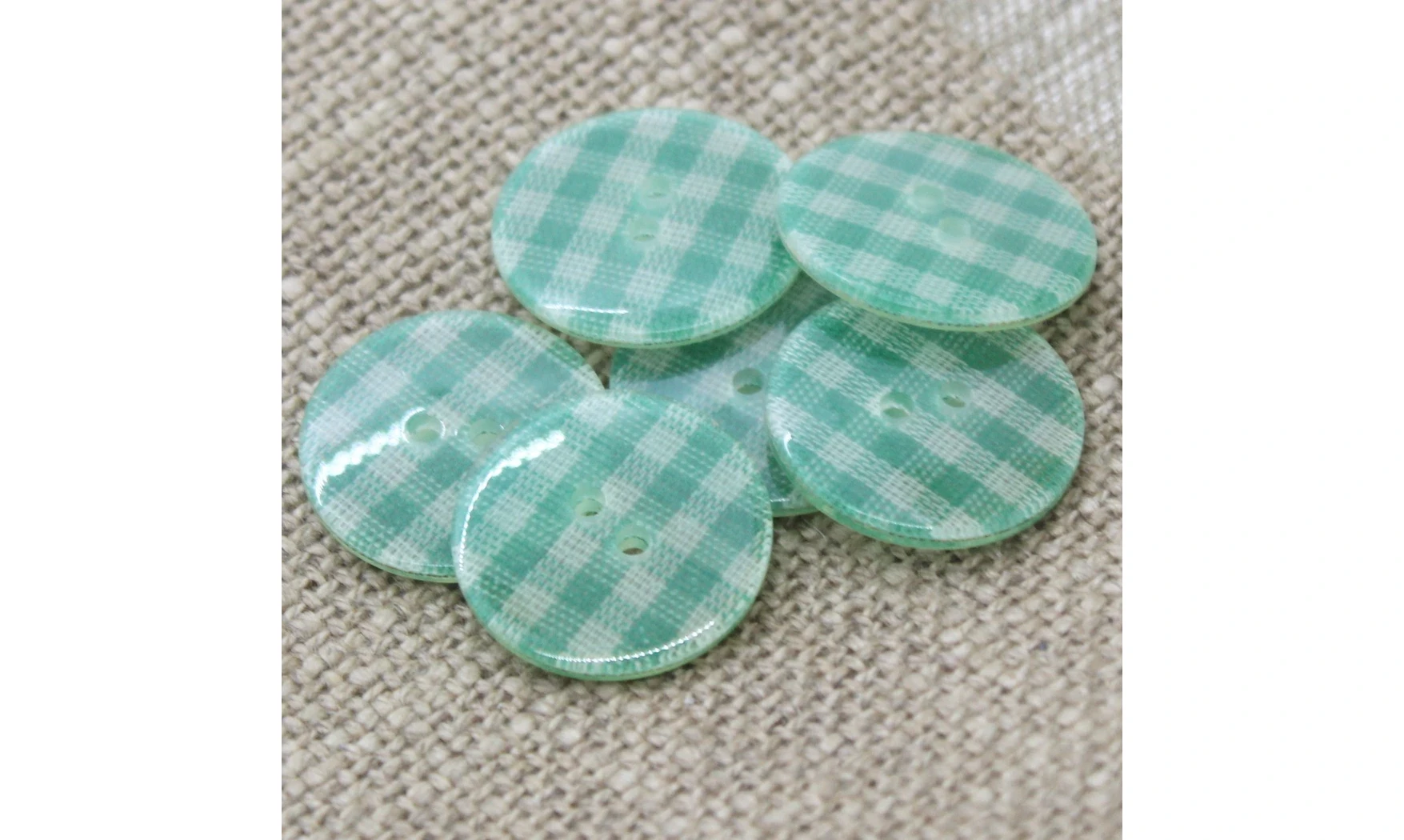 6 boutons / 22MM / Vert Vichy