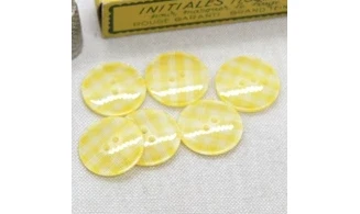 6 boutons / 22MM / Jaune Vichy