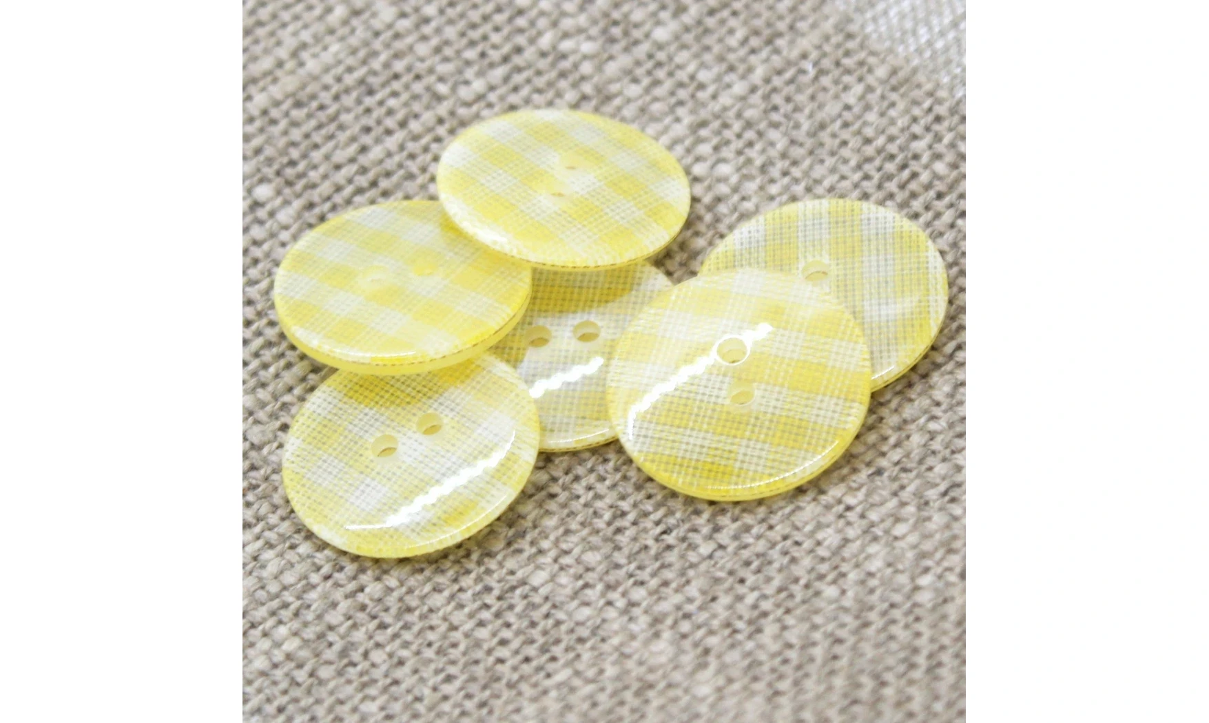 6 boutons / 22MM / Jaune Vichy