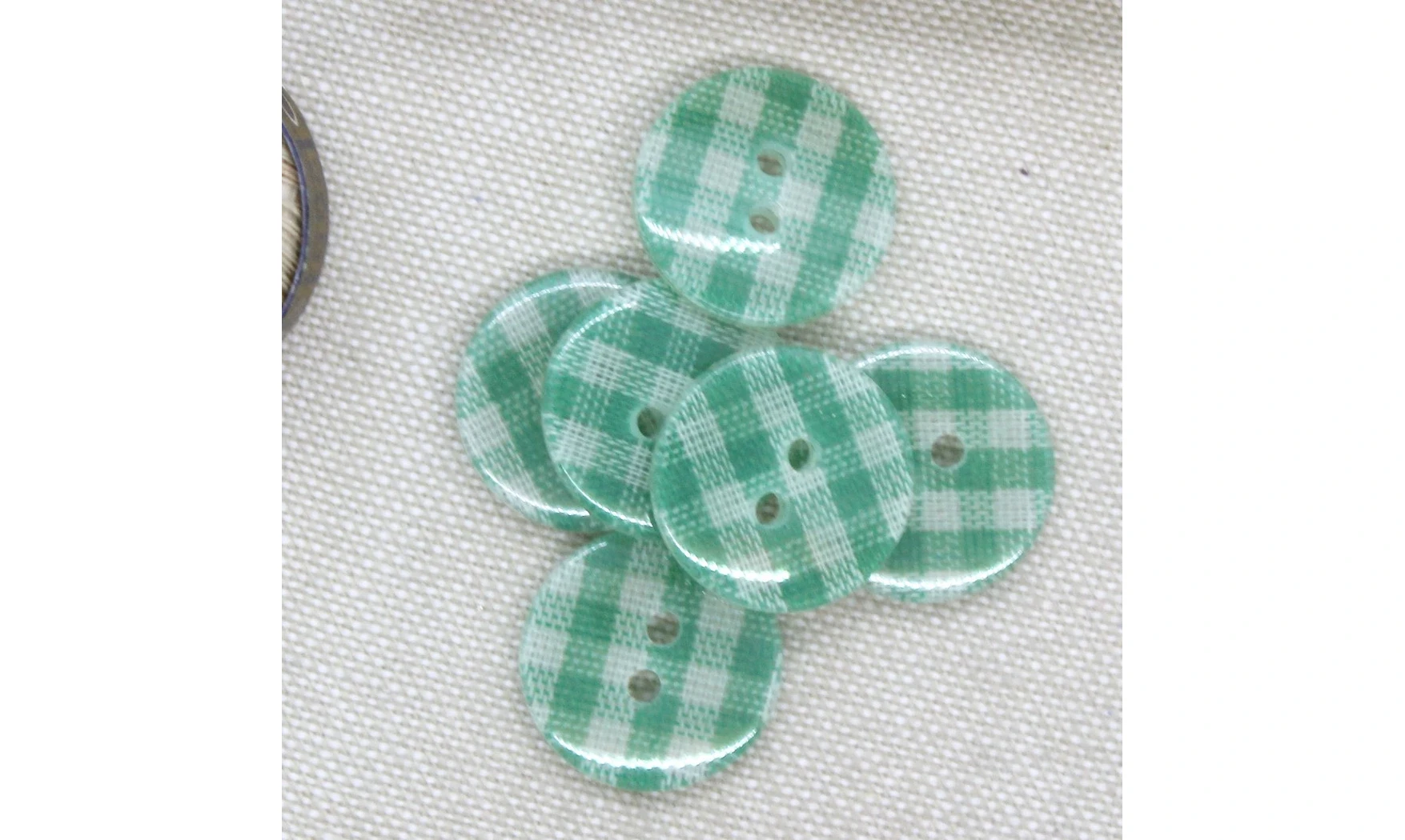 6 boutons / 18MM / Vert Vichy