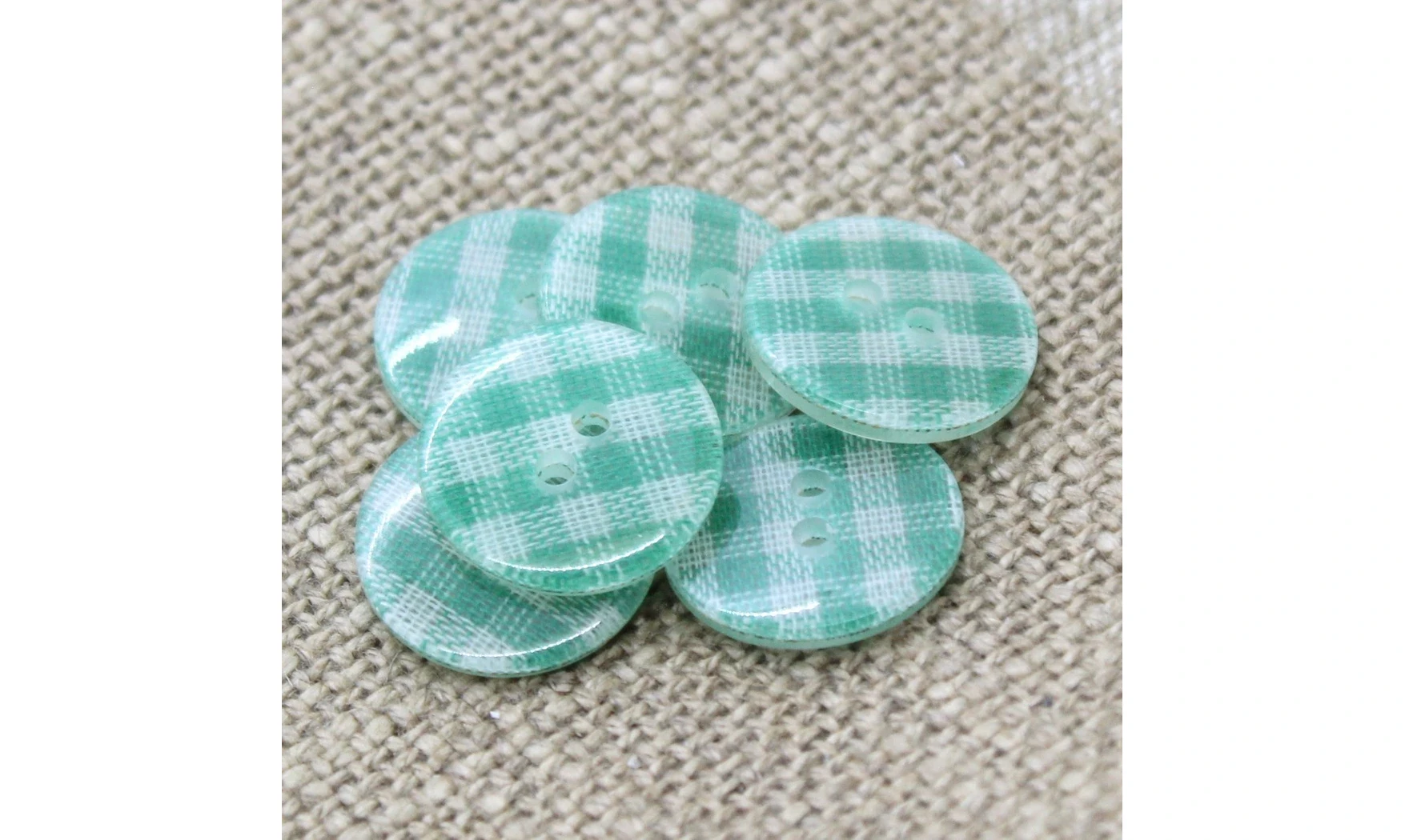 6 boutons / 18MM / Vert Vichy