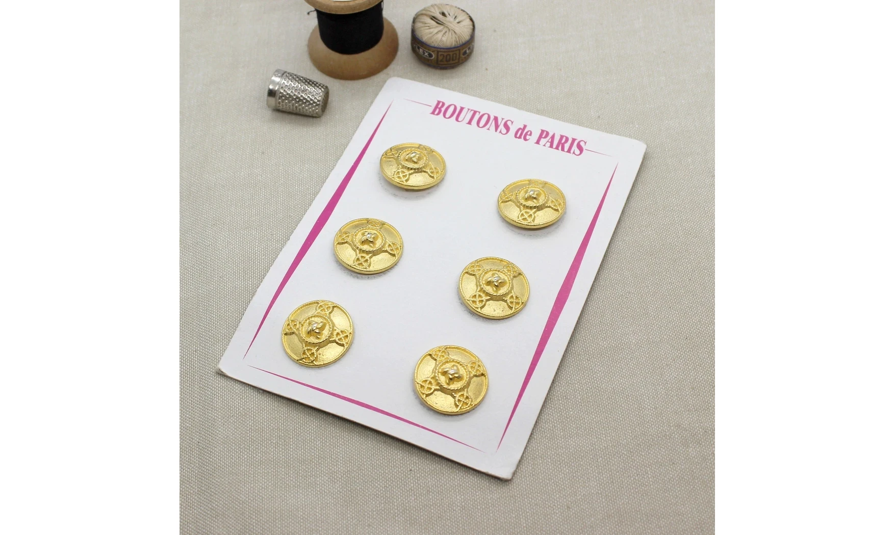 Carte à boutons - Boutons Métal doré