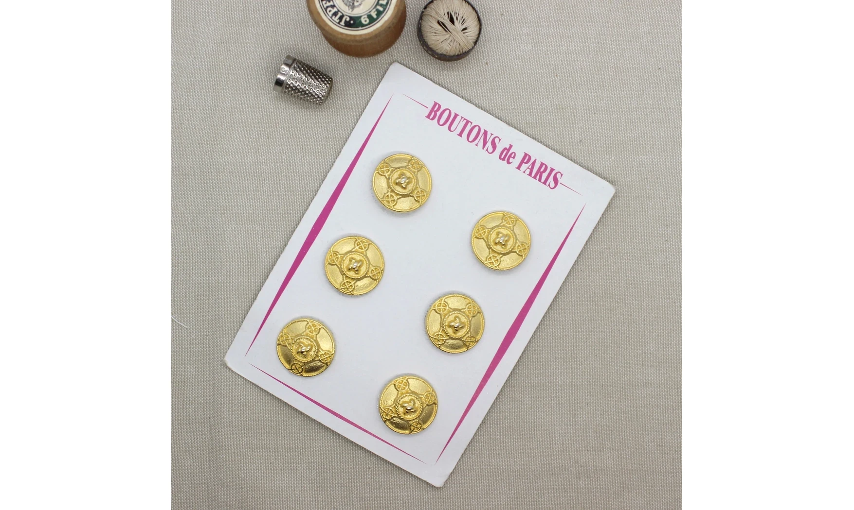 Carte à boutons - Boutons Métal doré