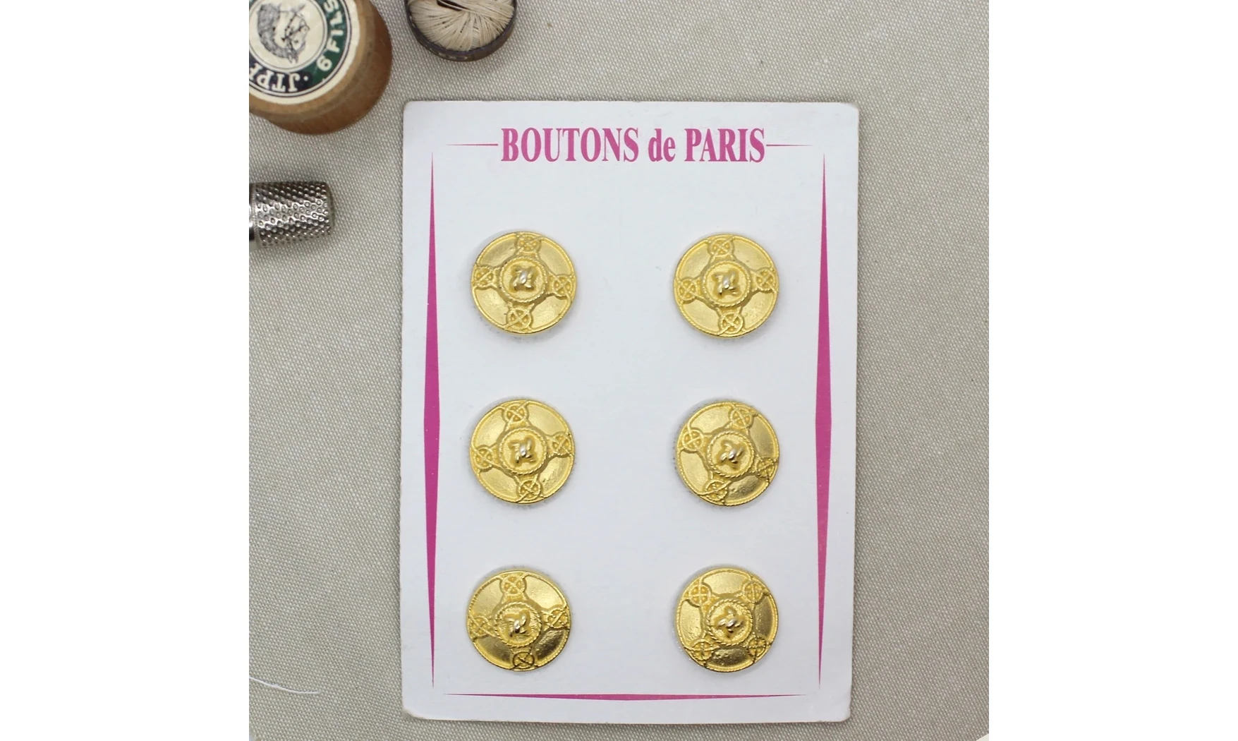 Carte à boutons - Boutons Métal doré
