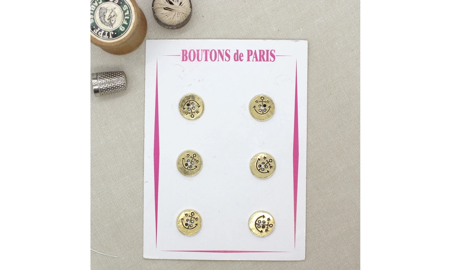 Carte à boutons - Boutons Métal doré