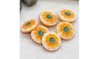 6 boutons / 18MM / Verre Orange