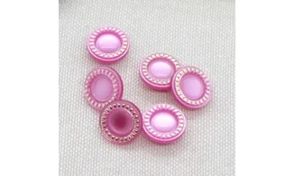 6 boutons / 12MM / Rose nacré "Pointillé