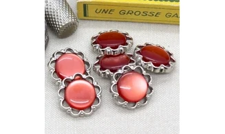 6 boutons / 22MM / Rouge "Fleur"