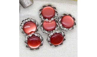 6 boutons / 22MM / Rouge "Fleur"