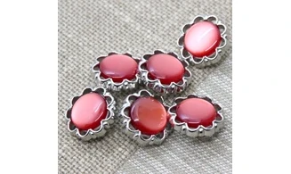 6 boutons / 22MM / Rouge "Fleur"