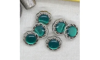 6 boutons / 18MM / Vert "Fleur"
