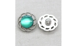 6 boutons / 18MM / Vert "Fleur"