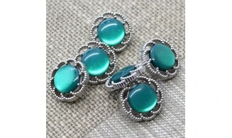 6 boutons / 18MM / Vert "Fleur"