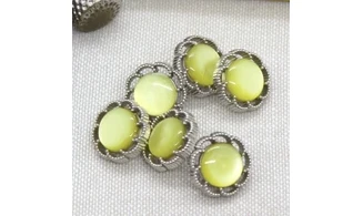6 boutons / 15MM / Jaune "Fleur"