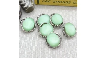 6 boutons / 18MM / Vert "Floral"