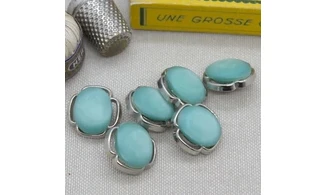 6 boutons / 18MM / Vert Bleu "Floral"