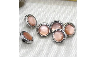 6 boutons / 12MM / Rose et argenté
