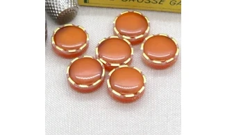 6 boutons / 18MM / Orange Couronne dorée