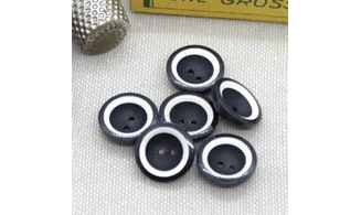 6 boutons / 14MM / Bleu et Blanc
