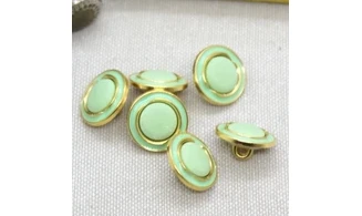 6 boutons / 15MM / Vert et doré