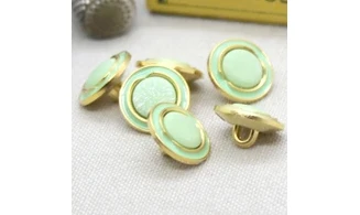 6 boutons / 15MM / Vert et doré