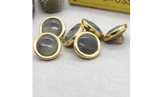 6 boutons / 15MM / Vert et doré