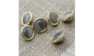 6 boutons / 15MM / Vert et doré