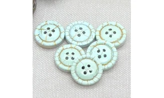 6 boutons / 15MM / Vert "craquelé"