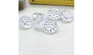 6 boutons / 12MM / Transparent à pois