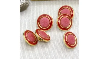 6 boutons / 15MM / Rouge et Or