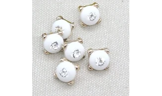 6 boutons / 10MM / Blanc et strass